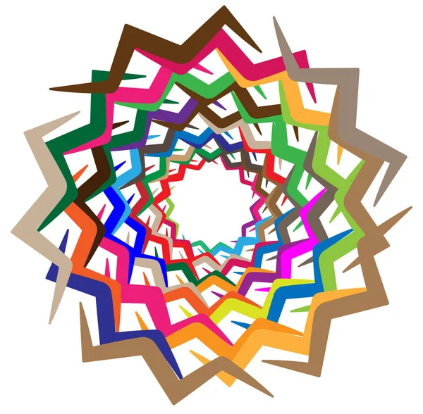 Astratto Colorato Multicolore Circolare Concentrico Radiale Mandala Radiante Motivo Clip — Vettoriale Stock