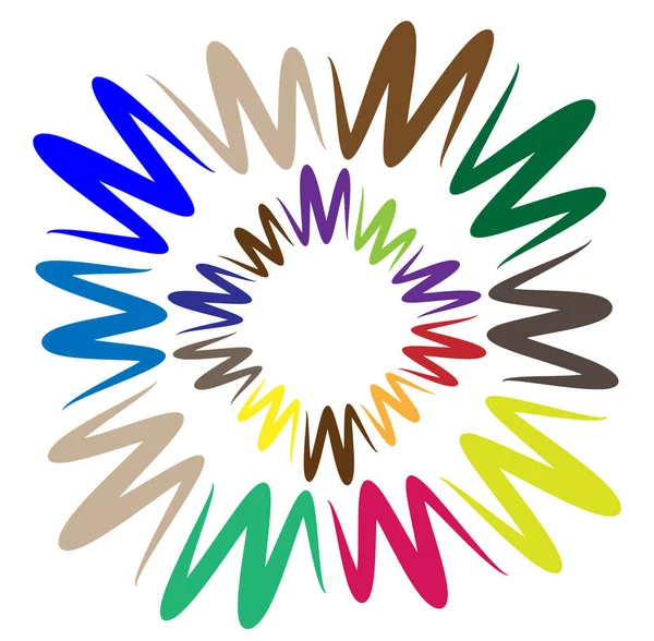 Abstraktní Barevná Vícebarevná Kruhová Soustředná Radiální Vyzařující Mandala Klip Art — Stockový vektor