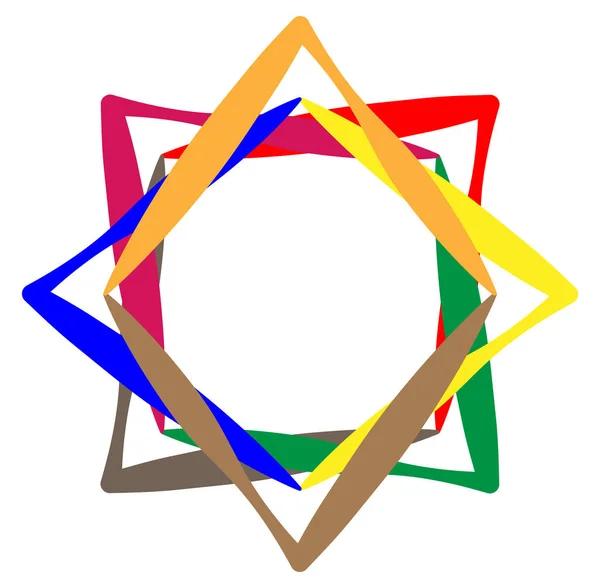 抽象的な多色円状 同心円状 放射状 マンダラ モチーフクリップアート シンボルベクトルイラスト — ストックベクタ