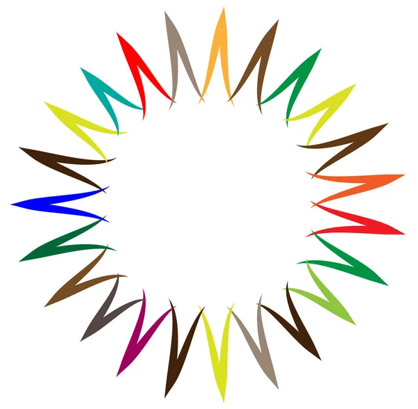 Abstract Multicolor Circular Concentric Radial Mandala Motif Clip Art Logo — Stock Vector