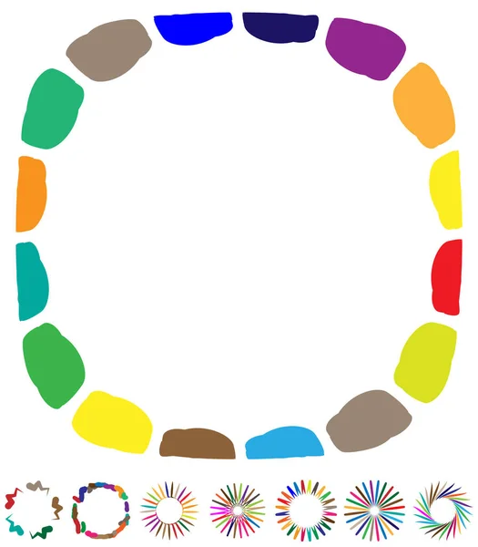 Abstrato Multicolorido Circular Concêntrico Radial Mandala Motivo Clip Art Logotipo — Vetor de Stock