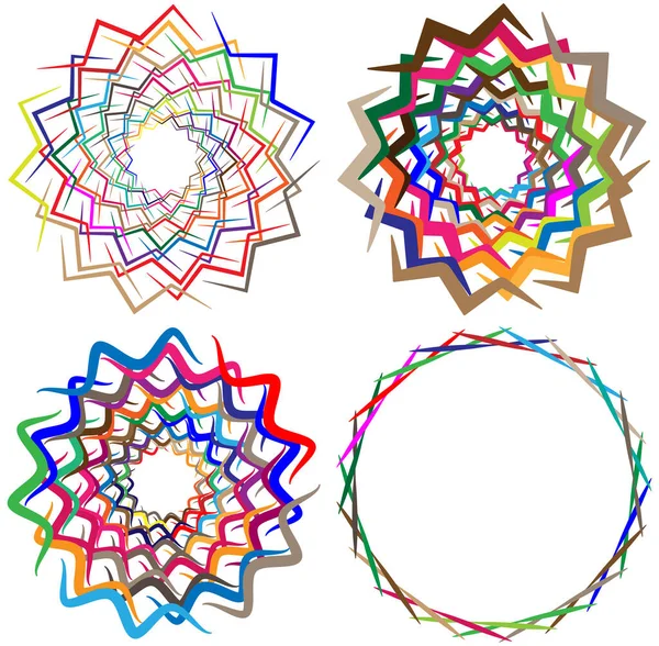 Abstract Colorful Multicolor Circular Concentric Radial Radiating Mandala Motif Clip — Stock Vector