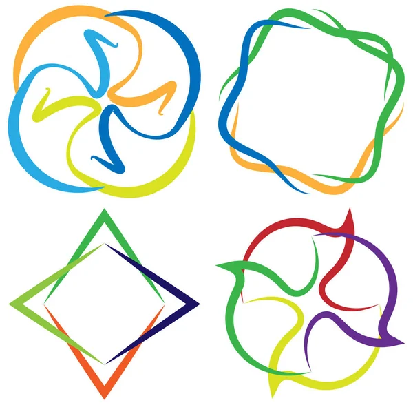 Abstrait Multicolore Coloré Circulaire Concentrique Radial Mandala Rayonnant Clip Art — Image vectorielle