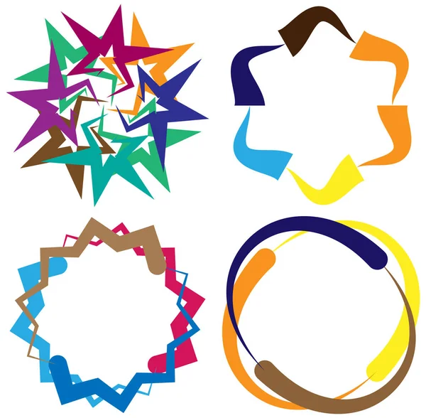 Abstracto Colorido Multicolor Circular Concéntrico Radial Mandala Irradiante Motivo Clip — Vector de stock