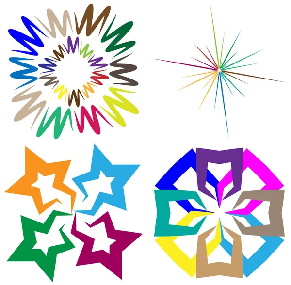 Elvont Színes Multicolor Körkörös Koncentrikus Radiális Sugárzó Mandala Motívum Clip — Stock Vector