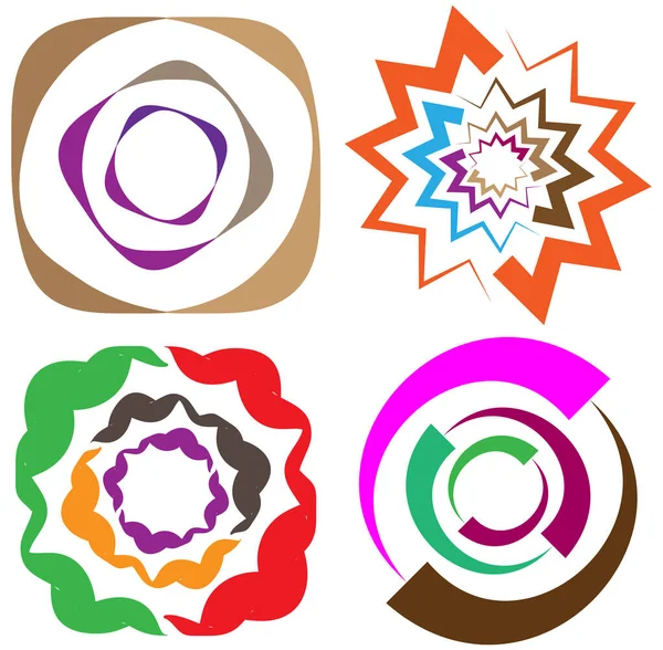 Abstracto Colorido Multicolor Circular Concéntrico Radial Mandala Irradiante Motivo Clip — Archivo Imágenes Vectoriales