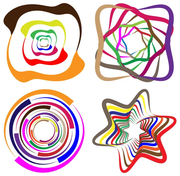 Abstrait Multicolore Coloré Circulaire Concentrique Radial Mandala Rayonnant Clip Art — Image vectorielle