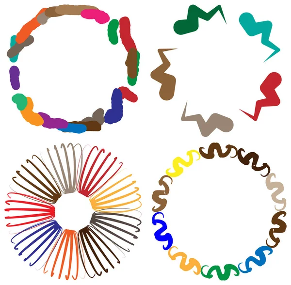 Abstracto Colorido Multicolor Circular Concéntrico Radial Mandala Irradiante Motivo Clip — Vector de stock