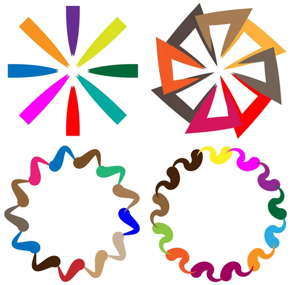 Abstract Colorful Multicolor Circular Concentric Radial Radiating Mandala Motif Clip — Stock Vector