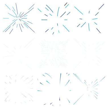 Radyal, yayılan çizgiler soyut patlama, patlama, havai fişekler FX.Concentric, dairesel çizgiler desen. Işınlar merkezden yayılıyor. Patlama çizgileri. Soyut ışıltı, parıltı, parıltı, ışıltı FX.Vector illüstrasyonu