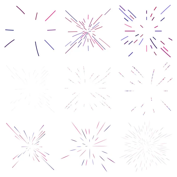 Radial Radiating Lines Abstract Burst Explosion Fireworks Concentric Circular Lines — Stock Vector