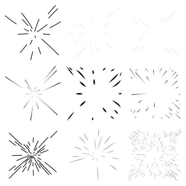 Radial Radiating Lines Abstract Burst Explosion Fireworks Concentric Circular Lines — Stock Vector
