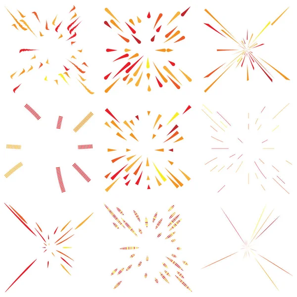 Líneas Radiales Radiantes Ráfaga Abstracta Explosión Fuegos Artificiales Patrón Líneas — Vector de stock