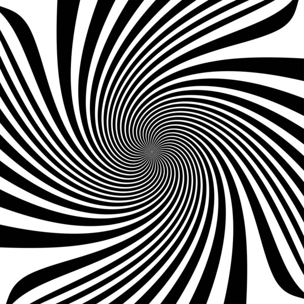 Twist, spiral, swirl, twirl element. BW Radial rotating stripes