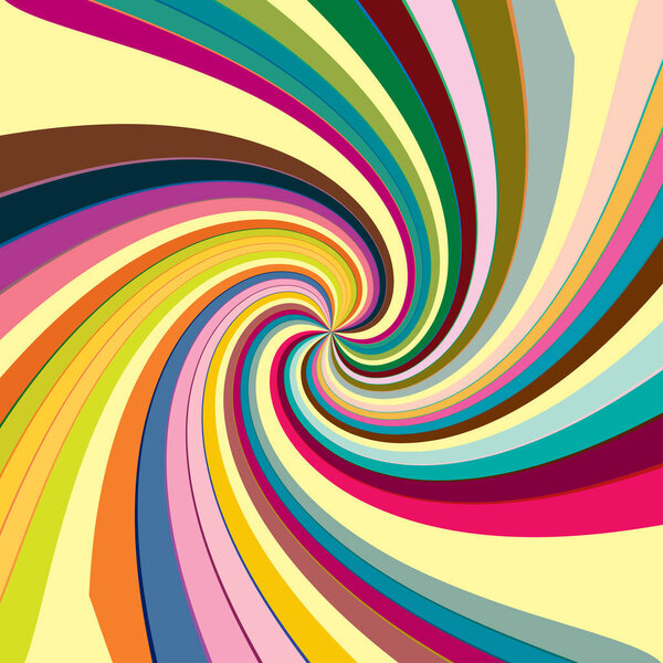 Twist, spiral, swirl, twirl element. Colored Radial rotating stripes