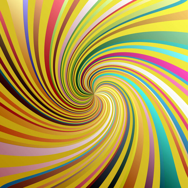 Twist, spiral, swirl, twirl element. Colored Radial rotating stripes
