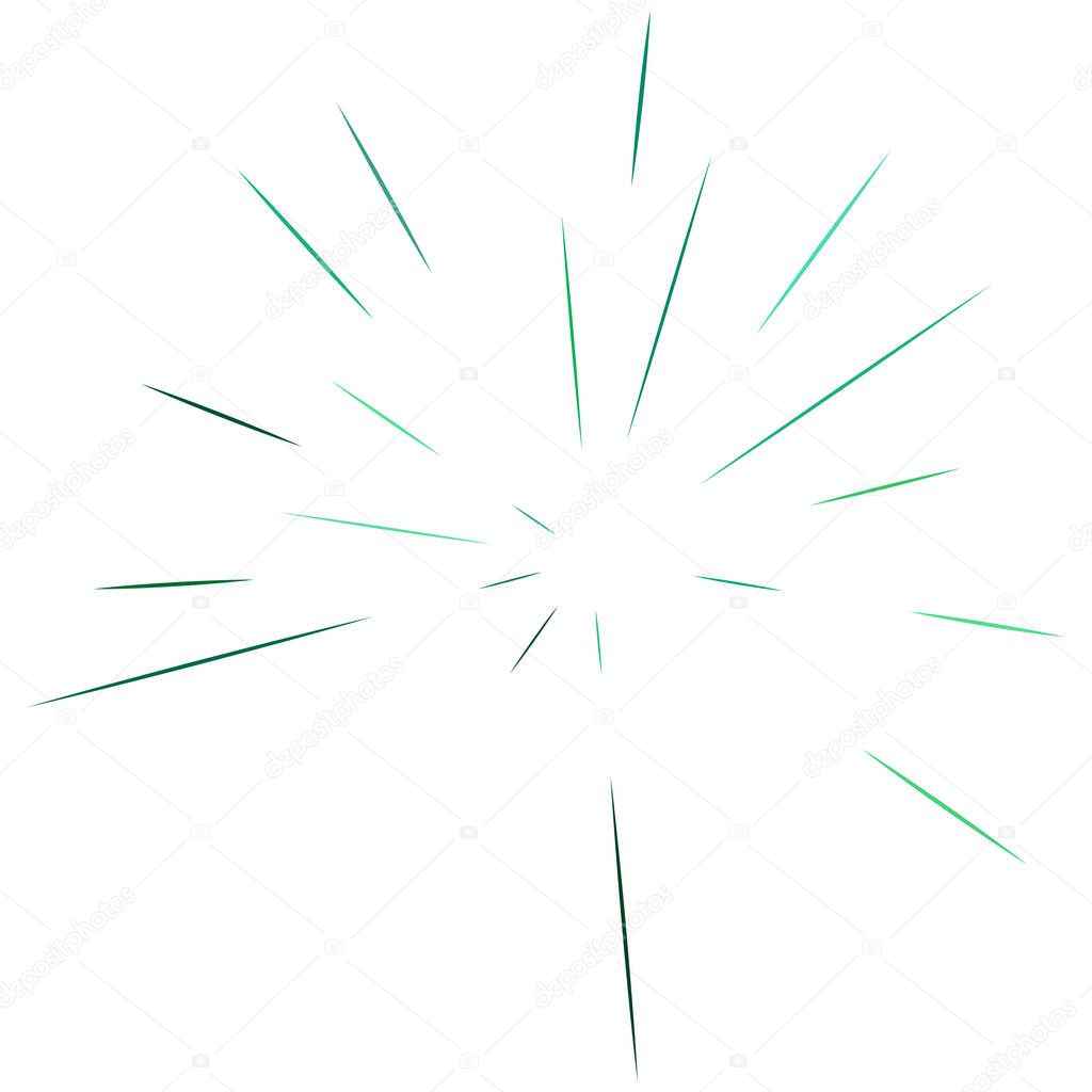 Radial,radiating lines abstract burst, explosion, fireworks FX.Concentric, circular lines pattern.Beams, rays spreading from center. Blast lines.Abstract twinkle, gleam, shimmer FX.Vector illustration