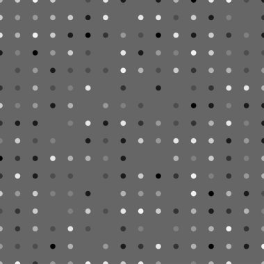 Daireler döşemeye elverişli, tekrarlanabilir siyah ve beyaz tek renkli noktalar, noktalı, benekli dairesel desen, arka plan. Vektör
