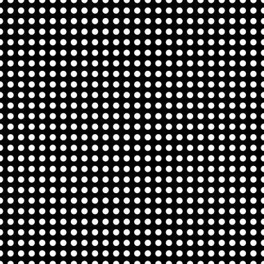 Daireler döşemeye elverişli, tekrarlanabilir siyah ve beyaz tek renkli noktalar, noktalı, benekli dairesel desen, arka plan. Vektör