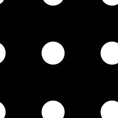 Daireler döşemeye elverişli, tekrarlanabilir siyah ve beyaz tek renkli noktalar, noktalı, benekli dairesel desen, arka plan. Vektör