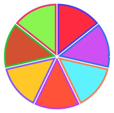 Basit bir grafik grafiği ve diyagram vektör çizimi. iş analizi, sunum, bilgi grafikleri veya görselleştirme temaları için bölüm, bölüm, bölüm veya sektör, 2 'den 20' ye bölünmüş daire segmenti