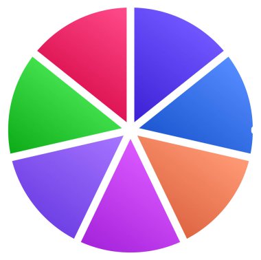 Basit bir grafik grafiği ve diyagram vektör çizimi. iş analizi, sunum, bilgi grafikleri veya görselleştirme temaları için bölüm, bölüm, bölüm veya sektör, 2 'den 20' ye bölünmüş daire segmenti