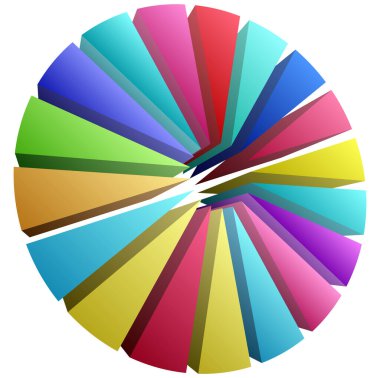 Basit bir grafik grafiği ve diyagram vektör çizimi. iş analizi, sunum, bilgi grafikleri veya görselleştirme temaları için bölüm, bölüm, bölüm veya sektör, 2 'den 20' ye bölünmüş daire segmenti