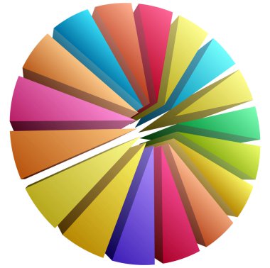 Basit bir grafik grafiği ve diyagram vektör çizimi. iş analizi, sunum, bilgi grafikleri veya görselleştirme temaları için bölüm, bölüm, bölüm veya sektör, 2 'den 20' ye bölünmüş daire segmenti