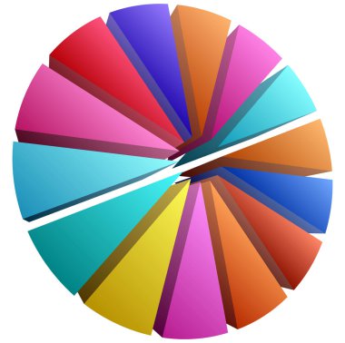 Basit bir grafik grafiği ve diyagram vektör çizimi. iş analizi, sunum, bilgi grafikleri veya görselleştirme temaları için bölüm, bölüm, bölüm veya sektör, 2 'den 20' ye bölünmüş daire segmenti