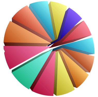 Basit bir grafik grafiği ve diyagram vektör çizimi. iş analizi, sunum, bilgi grafikleri veya görselleştirme temaları için bölüm, bölüm, bölüm veya sektör, 2 'den 20' ye bölünmüş daire segmenti