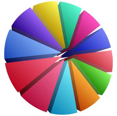 Basit bir grafik grafiği ve diyagram vektör çizimi. iş analizi, sunum, bilgi grafikleri veya görselleştirme temaları için bölüm, bölüm, bölüm veya sektör, 2 'den 20' ye bölünmüş daire segmenti