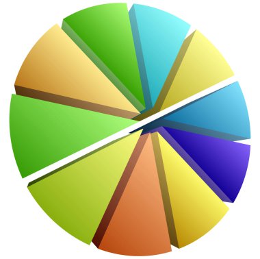 Basit bir grafik grafiği ve diyagram vektör çizimi. iş analizi, sunum, bilgi grafikleri veya görselleştirme temaları için bölüm, bölüm, bölüm veya sektör, 2 'den 20' ye bölünmüş daire segmenti