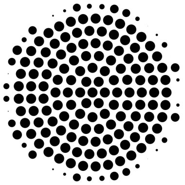 Çember yarım ton, ekran vektör çizimleri. Noktalı, noktalı, benekli vektör çizimi