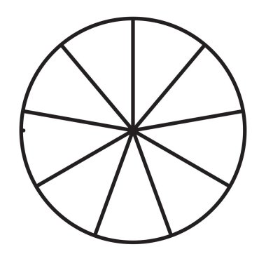 Çember pasta grafiği, 2 ile 20 bölümden oluşan pasta diyagramı simgesi. Basit, temel bilgi şeması, bilgi şablonu. Bölünmüş çemberler, dairesel diyagram, grafik simgesi