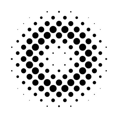 Çember yarım ton, ekran vektör çizimleri. Noktalı, noktalı, benekli vektör çizimi