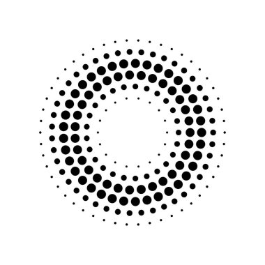 Çember yarım ton, ekran vektör çizimleri. Noktalı, noktalı, benekli vektör çizimi