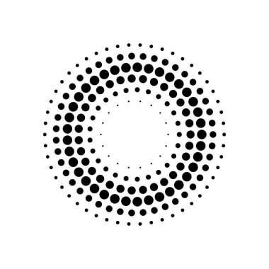 Çember yarım ton, ekran vektör çizimleri. Noktalı, noktalı, benekli vektör çizimi