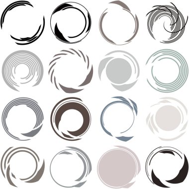 Siber-siber punk, bilim-kurgu geometrik daireler, halkalar. Yüksek teknoloji HUD elementleri. Eşmerkezli, tekno için döner daireler, teknoloji teması. Dairesel, yuvarlak tasarım elementleri