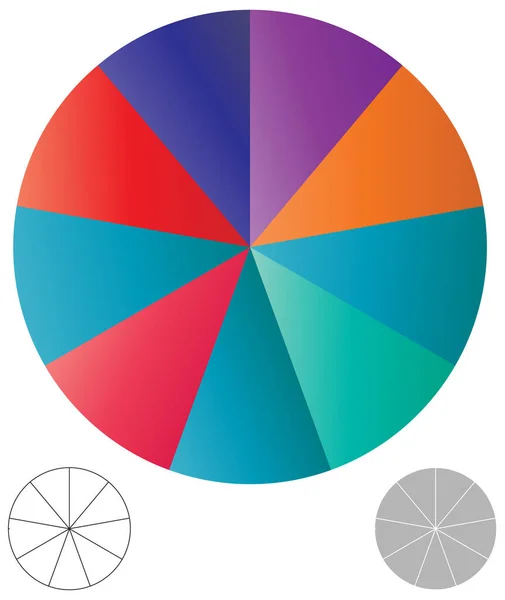 Einfache Tortendiagramm Graphik Und Diagramm Vektor Illustration Kreis Segmentiert Unterteilt — Stockvektor