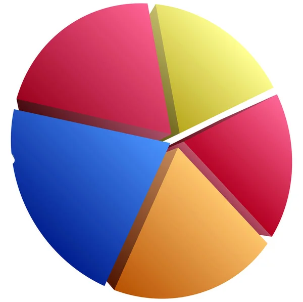 Simple Pie Chart Graph Diagram Vector Illustration Circle Segmented Divided — Stock Vector