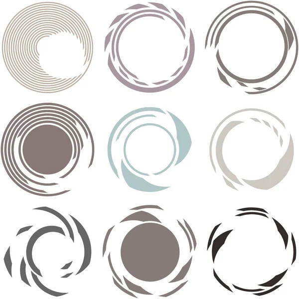 サイバー サイバーパンク Sf幾何学サークル リング ハイテクHud要素 技術テーマのための同心円状の 放射状の回転円 円形の設計要素 — ストックベクタ