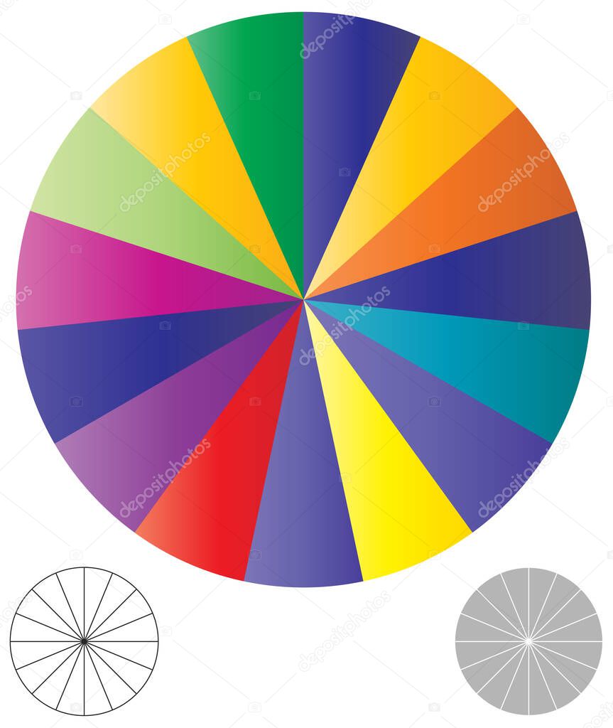 simple pie chart-graph and diagram vector illustration. circle segmented, divided from 2 to 20 section, segment, portion or sector for biz analytics, presentation,infographics or visualization themes