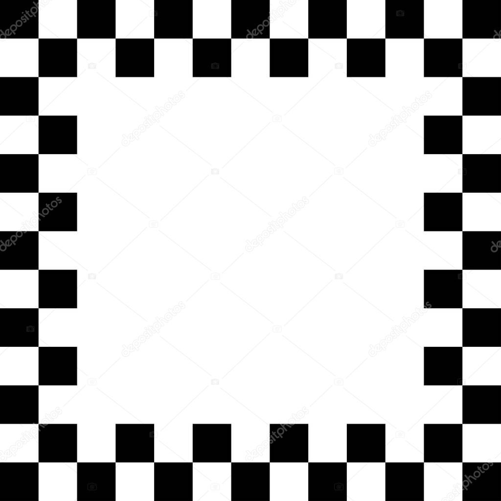 Checkered / Chequered square frame with blank, empty space, copyspace. Squares frame, border