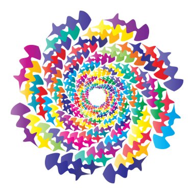 Dairesel spiral, girdap, daire şeklinde döndürme, vektör çizimi. Radikal, konsantre renkli soyut vektör tasarımı