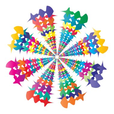Dairesel spiral, girdap, daire şeklinde döndürme, vektör çizimi. Radikal, konsantre renkli soyut vektör tasarımı