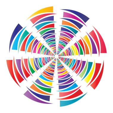 Dairesel spiral, girdap, daire şeklinde döndürme, vektör çizimi. Radikal, konsantre renkli soyut vektör tasarımı