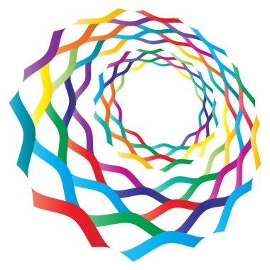 Dairesel spiral, girdap, daire şeklinde döndürme, vektör çizimi. Radikal, konsantre renkli soyut vektör tasarımı
