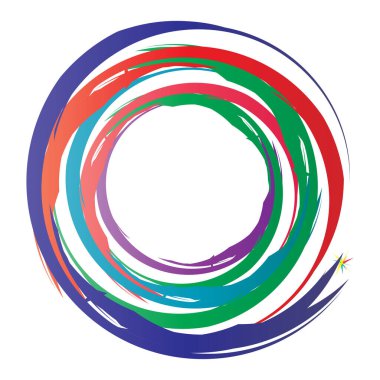 Dairesel spiral, girdap, daire şeklinde döndürme, vektör çizimi. Radikal, konsantre renkli soyut vektör tasarımı
