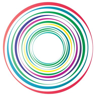 Dairesel spiral, girdap, daire şeklinde döndürme, vektör çizimi. Radikal, konsantre renkli soyut vektör tasarımı
