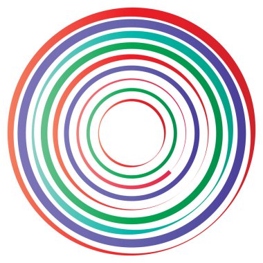 Dairesel spiral, girdap, daire şeklinde döndürme, vektör çizimi. Radikal, konsantre renkli soyut vektör tasarımı